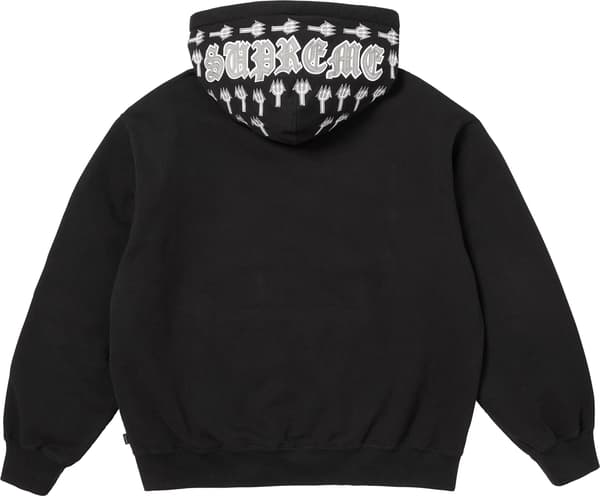 Supreme League Champs Zip Up Hooded Sweatshirt - Black (front)