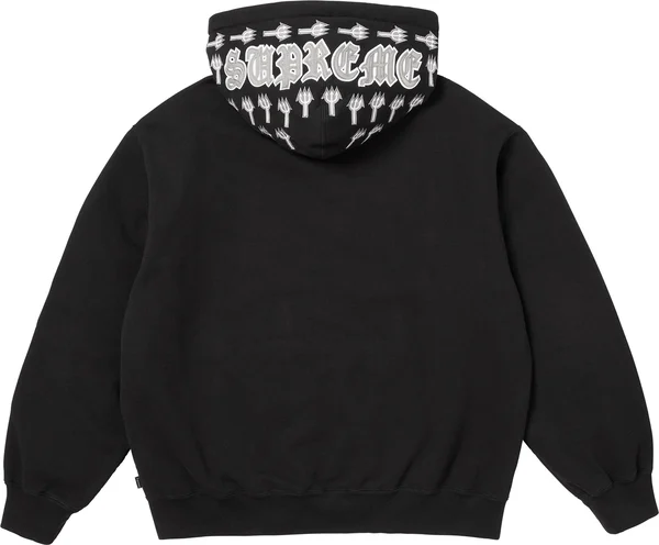Supreme League Champs Zip Up Hooded Sweatshirt - Black (front)
