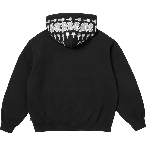 Supreme League Champs Zip Up Hooded Sweatshirt - Black (front)