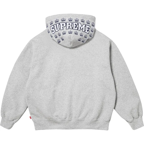 Supreme League Champs Zip Up Hooded Sweatshirt - Heather Grey (front)