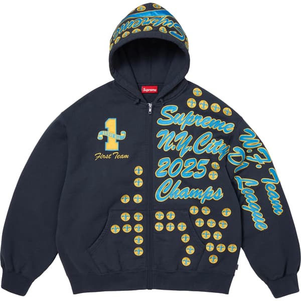 Supreme League Champs Zip Up Hooded Sweatshirt - Navy (front)
