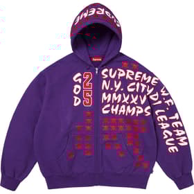 Supreme League Champs Zip Up Hooded Sweatshirt Purple