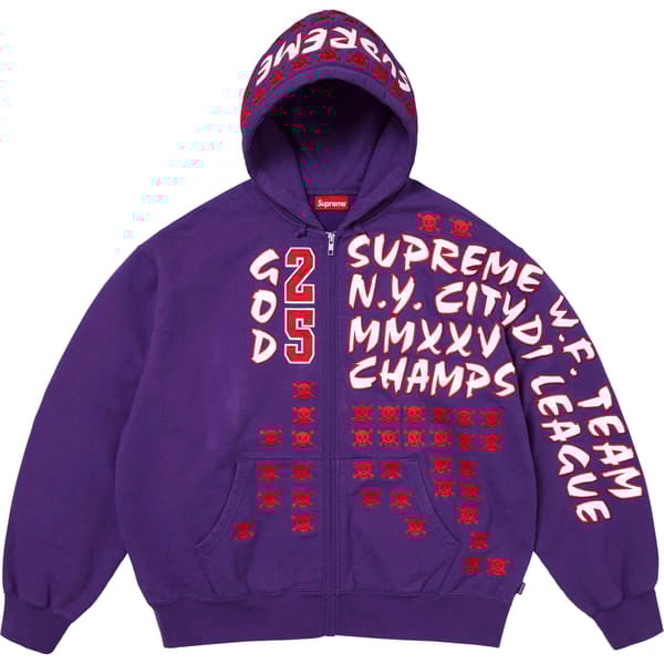Supreme League Champs Zip Up Hooded Sweatshirt - Purple (front)