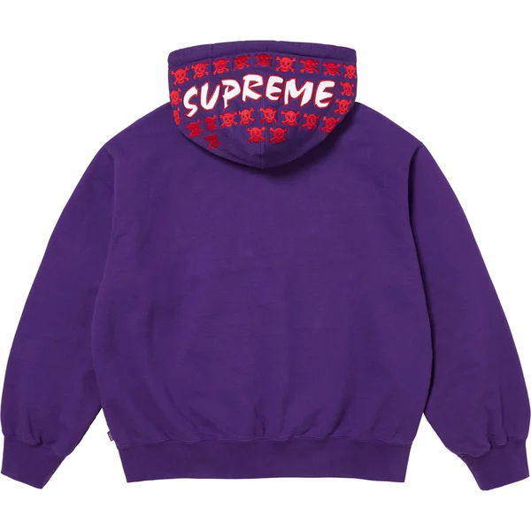 Supreme League Champs Zip Up Hooded Sweatshirt - Purple (front)