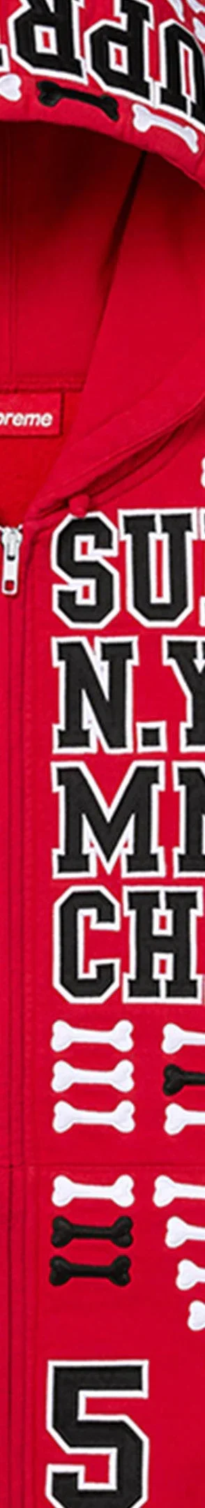 Supreme League Champs Zip Up Hooded Sweatshirt - Red (front)