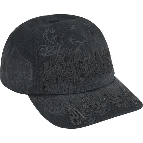 Supreme Leather Appliqué 6-Panel - Black (front)