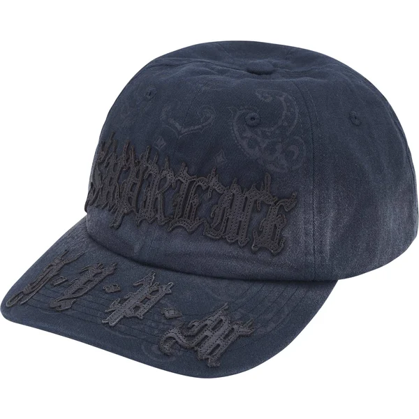 Supreme Leather Appliqué 6-Panel - Navy (front)