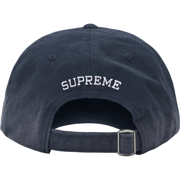 Supreme Leather Appliqué 6-Panel - Navy (front)