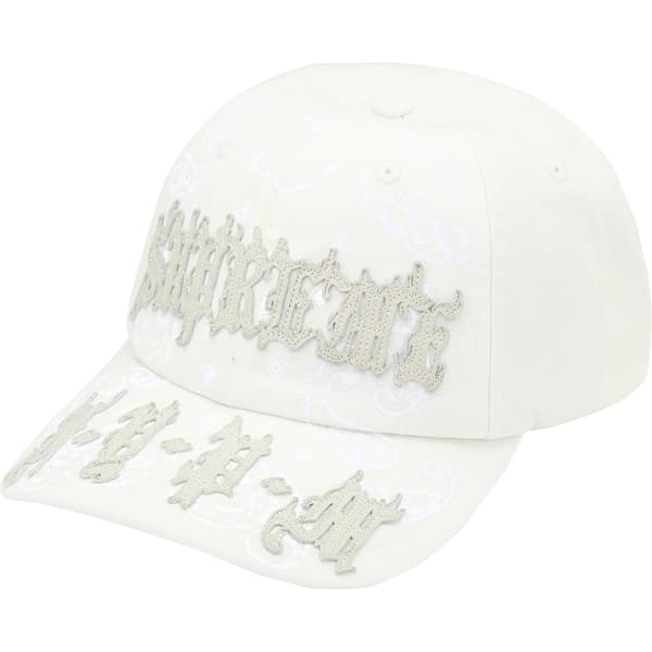 Supreme Leather Appliqué 6-Panel - White (front)