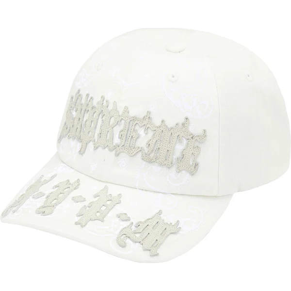 Supreme Leather Appliqué 6-Panel - White (front)