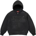 Supreme Leather Appliqué Zip Up Hooded Sweatshirt - Black (front)