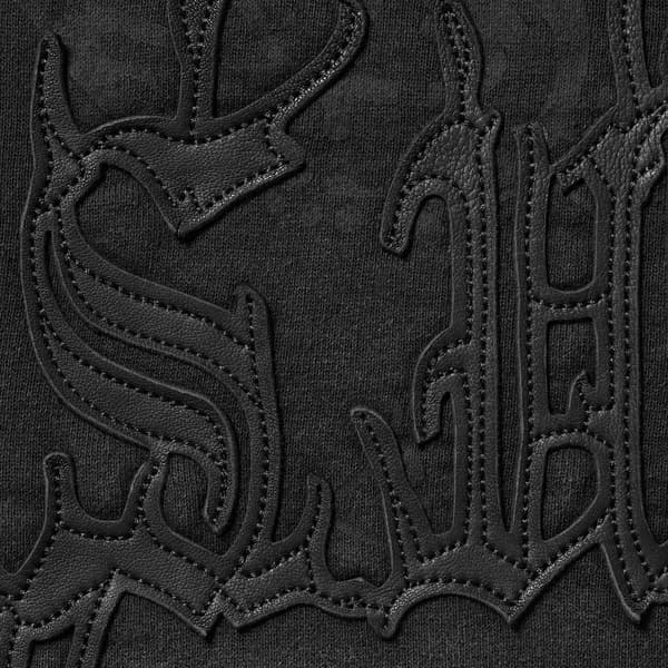 Supreme Leather Appliqué Zip Up Hooded Sweatshirt - Black (front)