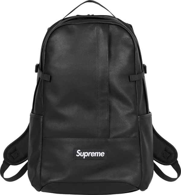 Supreme Leather Backpack - Black (front)