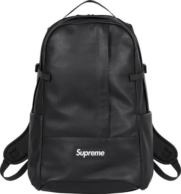 Supreme Leather Backpack - Black (front)