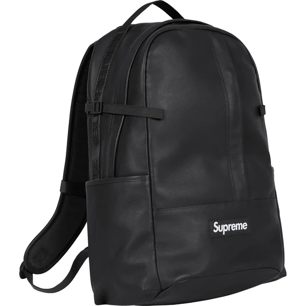 Supreme Leather Backpack - Black (front)