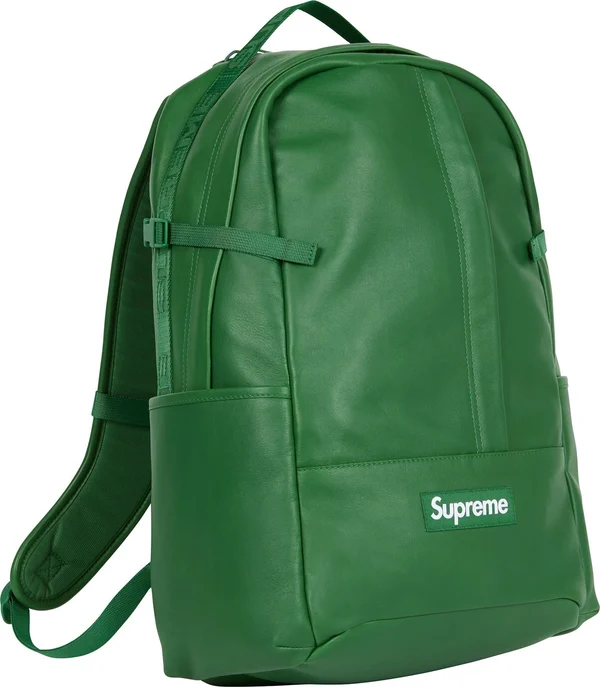 Supreme Leather Backpack - Green (front)