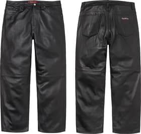 Supreme Leather Baggy 5-Pocket Jean Black