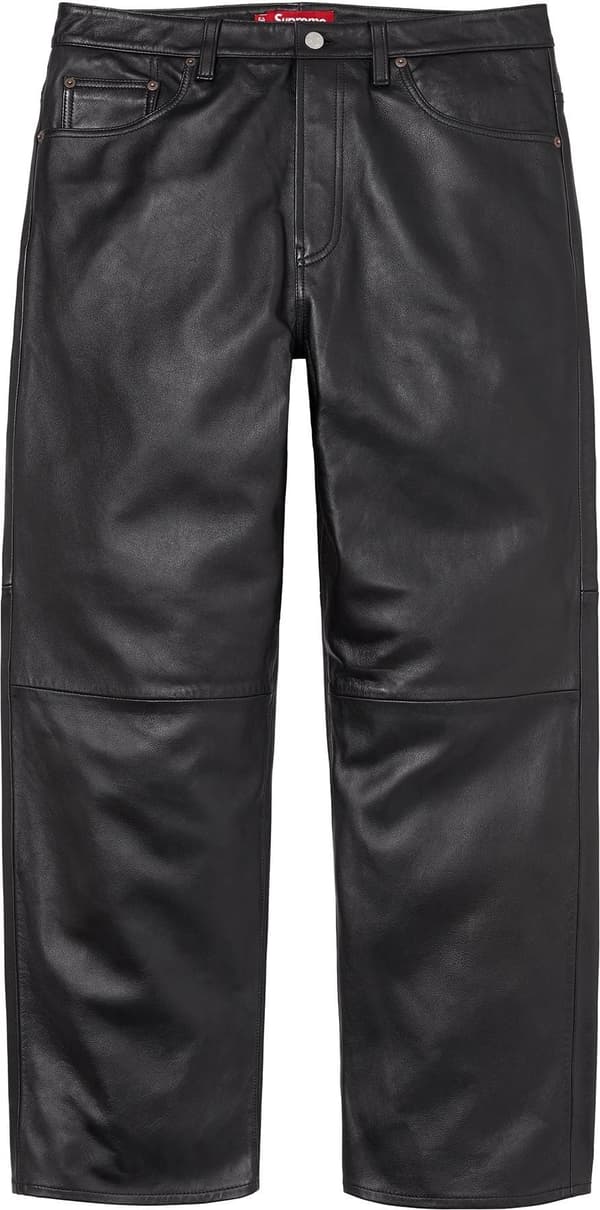 Supreme Leather Baggy 5-Pocket Jean - Black (front)