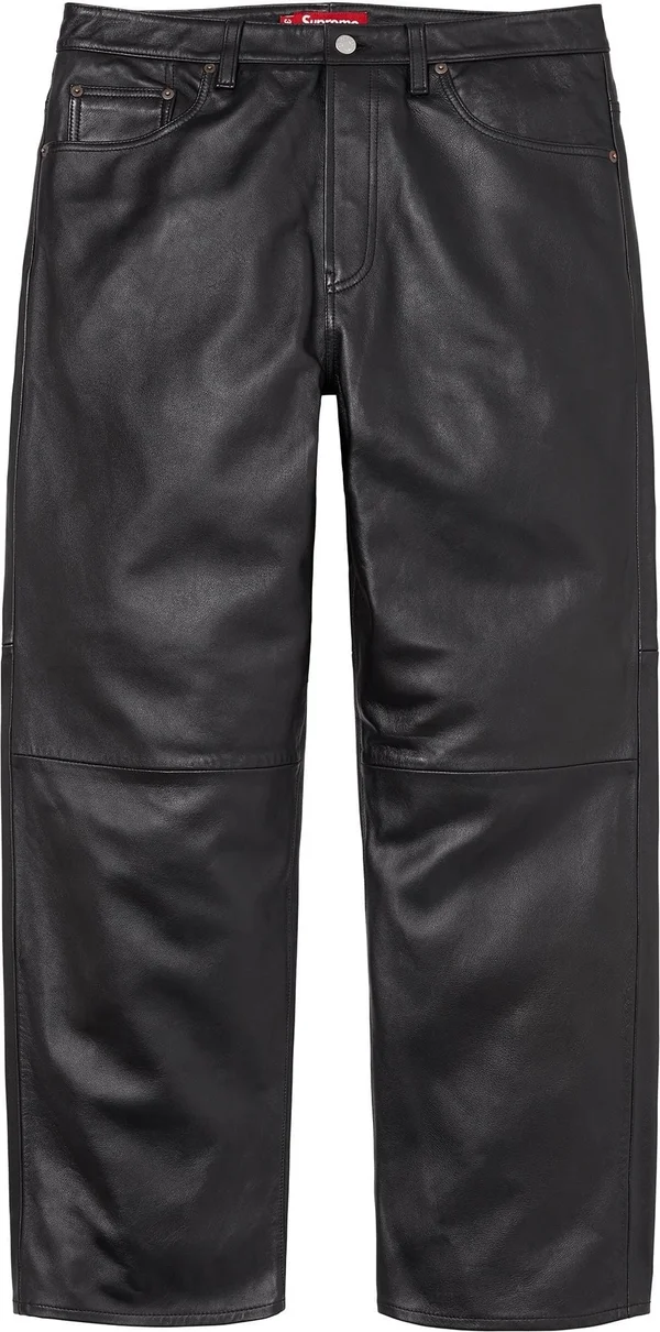 Supreme Leather Baggy 5-Pocket Jean - Black (front)