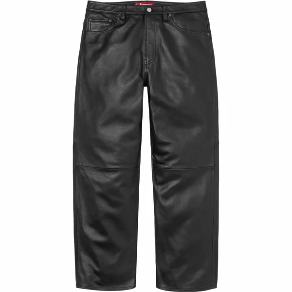 Supreme Leather Baggy 5-Pocket Jean - Black (front)