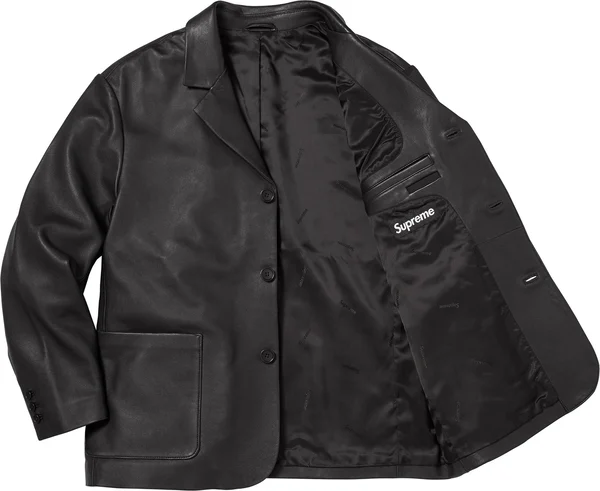 Supreme Leather Blazer - Black (front)