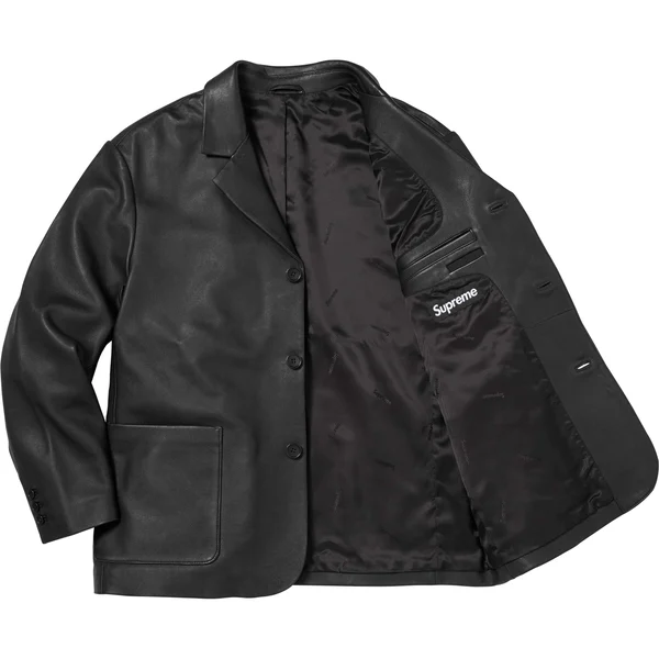 Supreme Leather Blazer - Black (front)