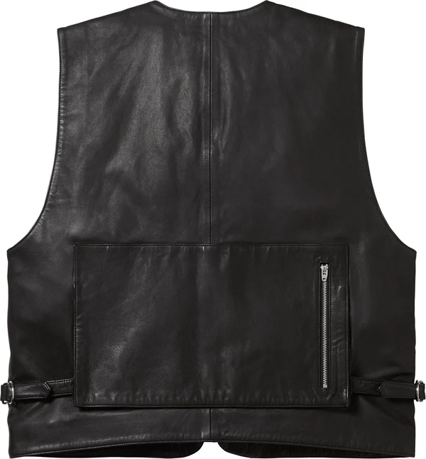 Supreme Leather Cargo Vest - Black (front)