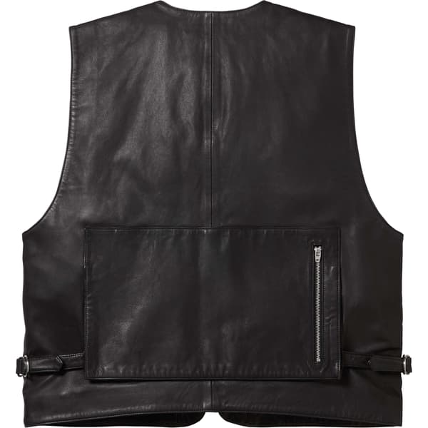 Supreme Leather Cargo Vest - Black (front)