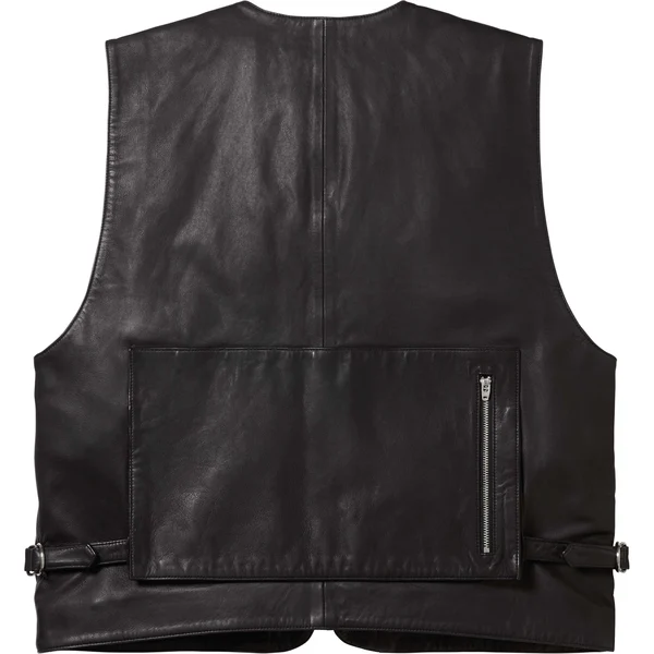 Supreme Leather Cargo Vest - Black (front)