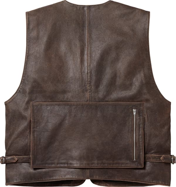 Supreme Leather Cargo Vest - Brown (front)