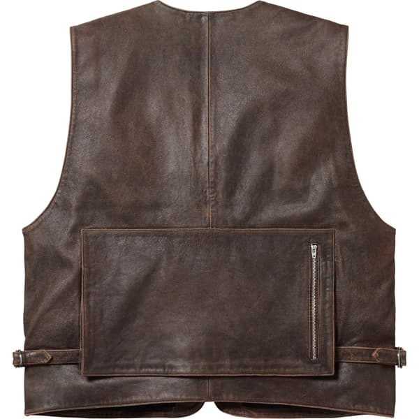 Supreme Leather Cargo Vest - Brown (front)