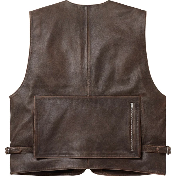 Supreme Leather Cargo Vest - Brown (front)