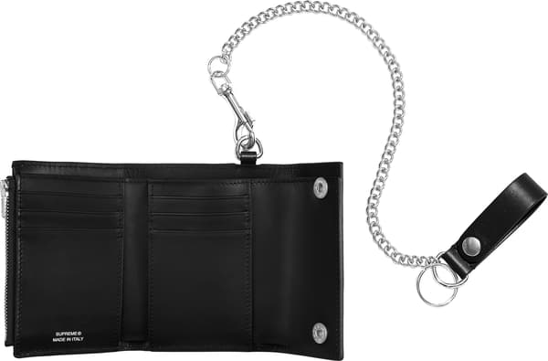 Supreme Leather Chain Wallet - Black (front)