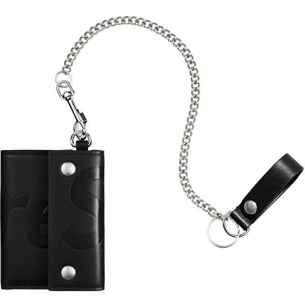 Supreme Leather Chain Wallet - Black (front)