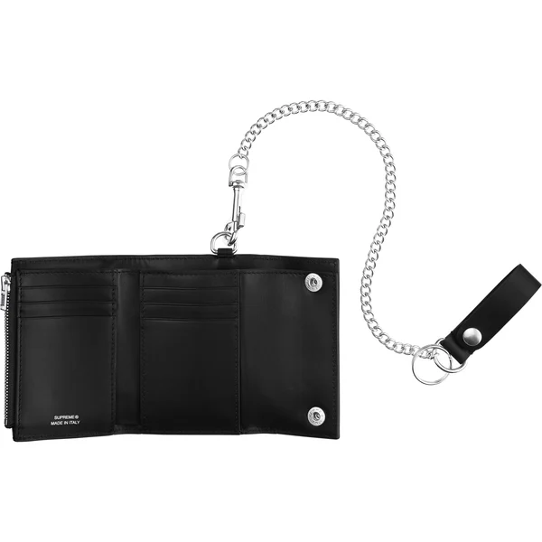 Supreme Leather Chain Wallet - Black (front)