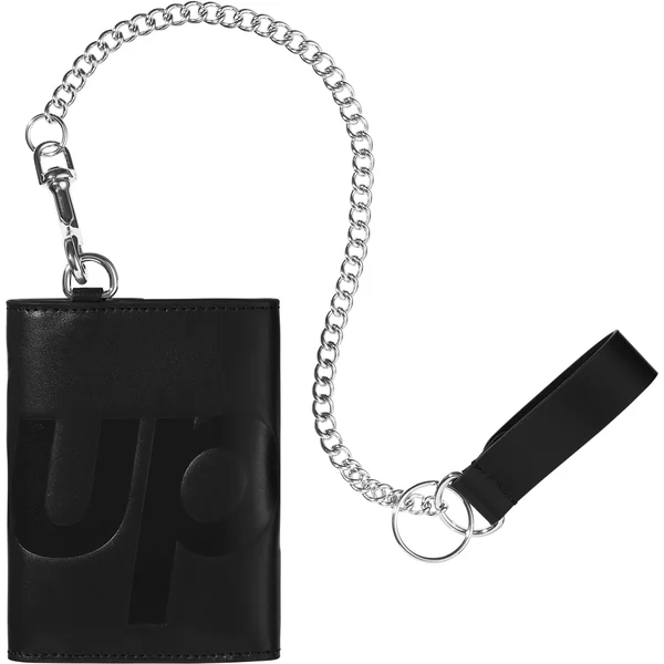Supreme Leather Chain Wallet - Black (front)