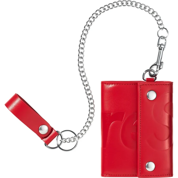 Supreme Leather Chain Wallet - Red (front)