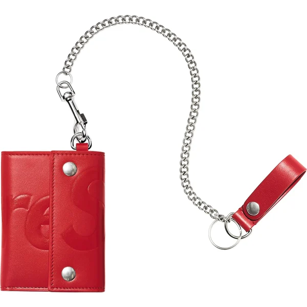Supreme Leather Chain Wallet - Red (front)
