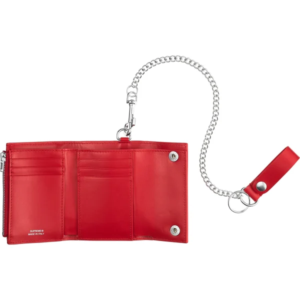 Supreme Leather Chain Wallet - Red (front)