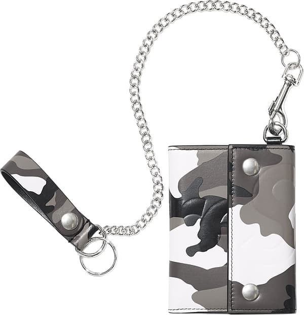 Supreme Leather Chain Wallet - Snow Camo (front)
