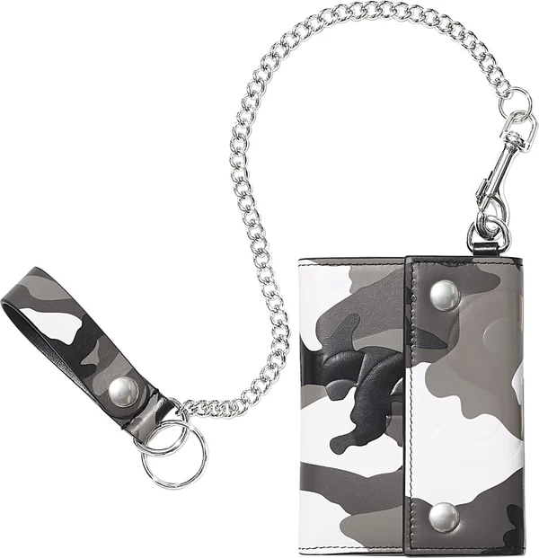 Supreme Leather Chain Wallet - Snow Camo (front)