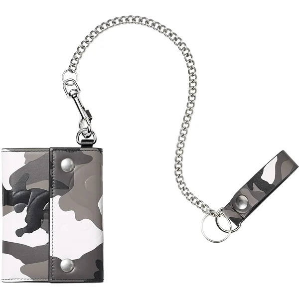 Supreme Leather Chain Wallet - Snow Camo (front)