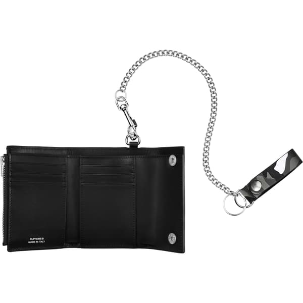 Supreme Leather Chain Wallet - Snow Camo (front)