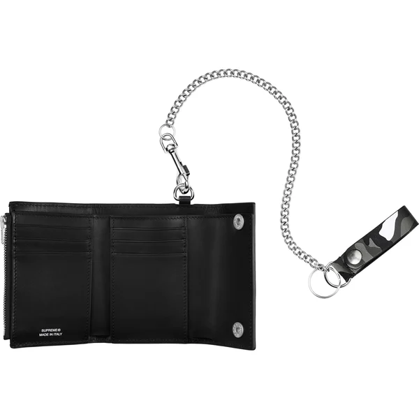 Supreme Leather Chain Wallet - Snow Camo (front)