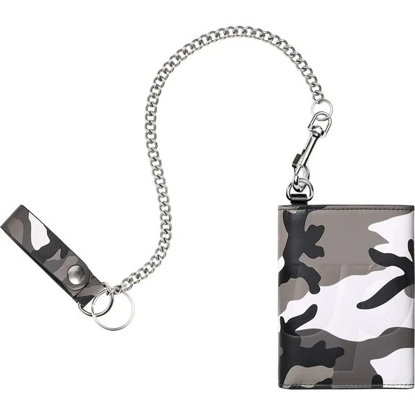 Supreme Leather Chain Wallet - Snow Camo (front)
