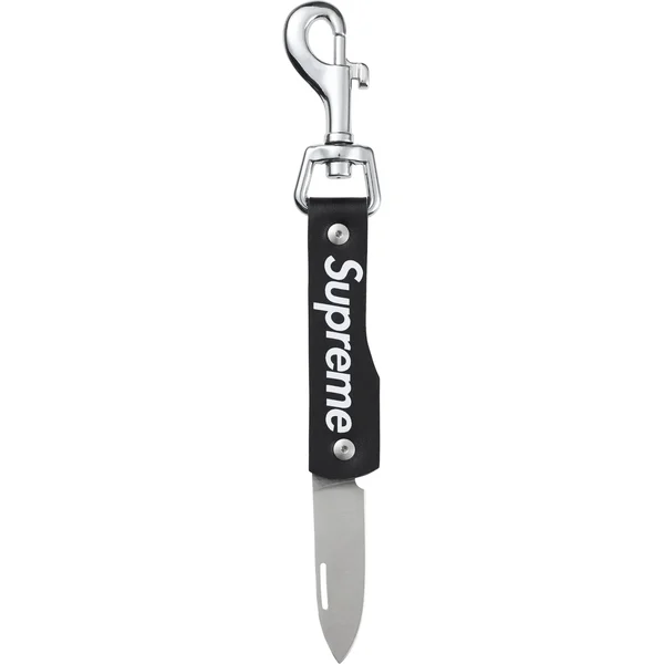 Supreme Leather Clip Knife - Black (front)