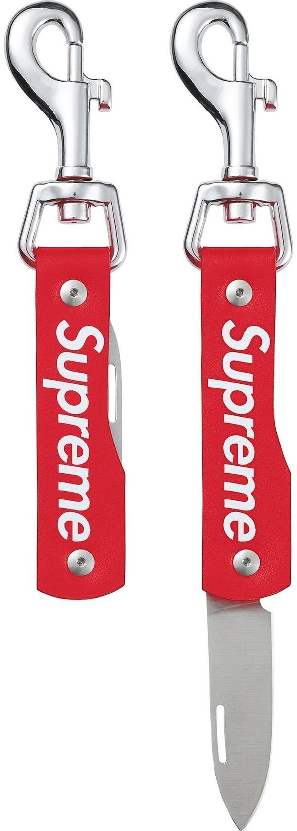 Supreme Leather Clip Knife - Red (front)