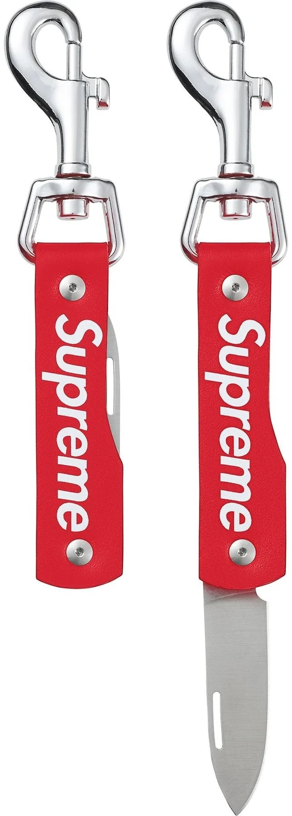 Supreme Leather Clip Knife - Red (front)