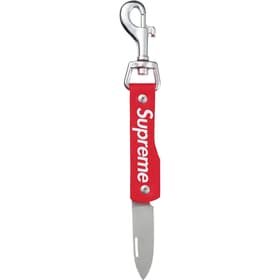 Supreme Leather Clip Knife Red