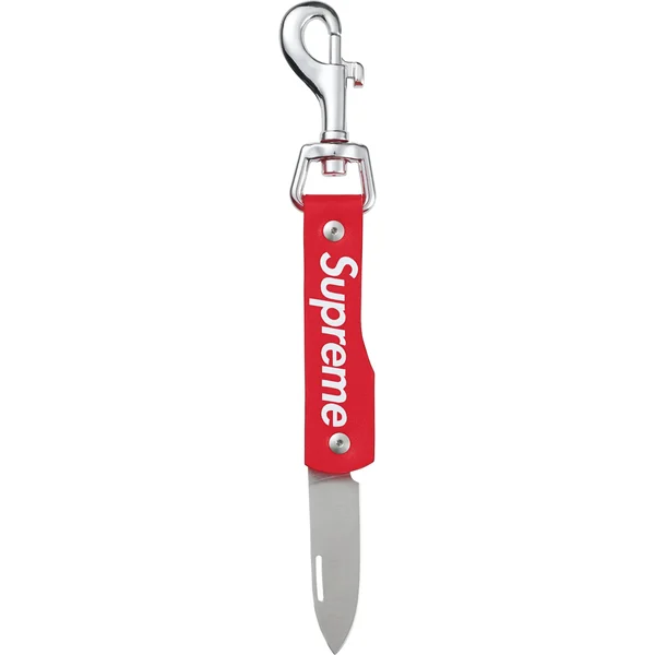 Supreme Leather Clip Knife - Red (front)
